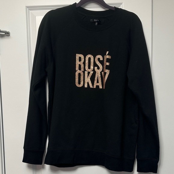 Brunette The Label Black Sweater with Rose Gold Text - Picture 1 of 5